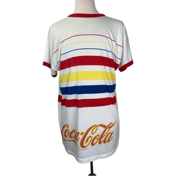 Vintage 80's Coca Cola T-Shirt One Size Stripe - Picture 1 of 8